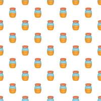 Jam in glass jar pattern, cartoon style vector