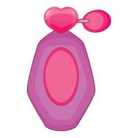 Pink perfume flacon icon, cartoon style vector
