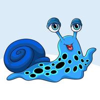 Cartoon blue snail isolated on white background