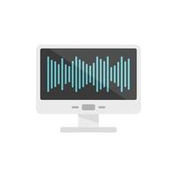 Monitor music equalizer icon flat isolated vector