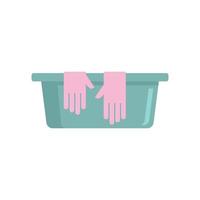 Cleaning basin gloves icon flat isolated vector