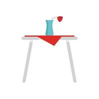 Room service romantic table icon flat isolated vector