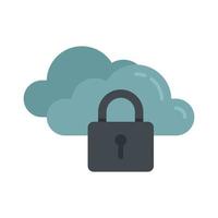 Secured data cloud icon flat isolated vector