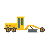 Grader machine bulldozer icon flat isolated vector