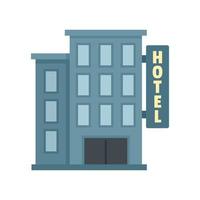 hotel edificio icono plano aislado vector