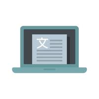 Laptop linguist icon flat isolated vector