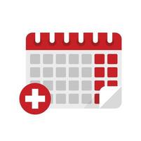 icono de calendario médico vector aislado plano