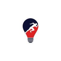 Running and Marathon bulb shape concept Logo Vector Design. Running man vector symbol. Sport and competition concept.