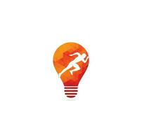 Running and Marathon bulb shape concept Logo Vector Design. Running man vector symbol. Sport and competition concept.