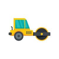 Machine road roller icon flat isolated vector