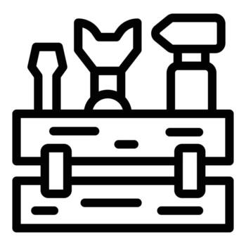 Open toolbox icon outline vector. Tool case vector
