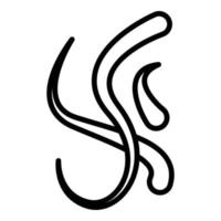 vector de contorno de icono de serpiente de biología. gusano de jardín