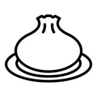 vector de contorno de icono de bola de masa hervida baozi. bollo de comida