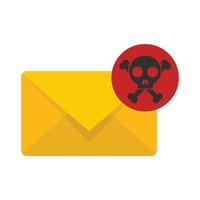 Danger fraud mail icon flat isolated vector