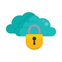 Secured data cloud icon flat isolated vector