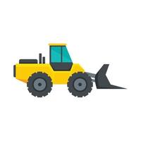 Machinery bulldozer icon flat isolated vector