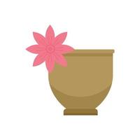 ceremonia del té flor taza icono plano aislado vector