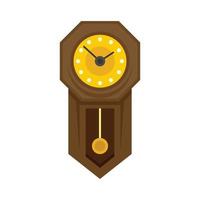 Antique pendulum clock icon flat isolated vector