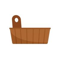 icono de olla de madera de sauna vector aislado plano