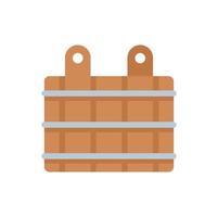 Sauna wood steel bucket icon flat isolated vector