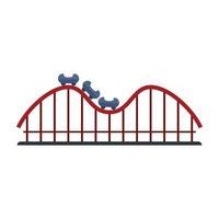 Roller coaster carousel icon flat isolated vector