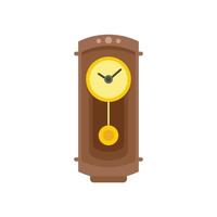 Classical pendulum clock icon flat isolated vector