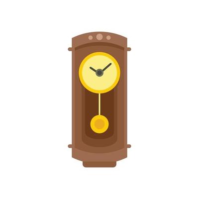 Classical pendulum clock icon flat isolated vector