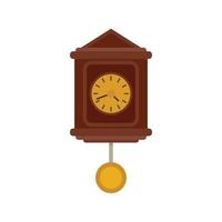 Hour pendulum clock icon flat isolated vector