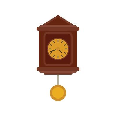 Hour pendulum clock icon flat isolated vector
