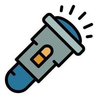 Investigator flashlight icon color outline vector