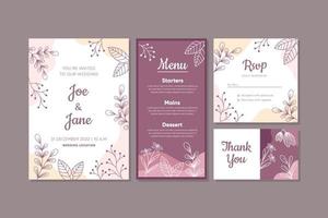 conjunto de plantillas de invitación de boda con estilo moderno vector