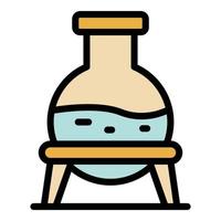 Flask lab icon color outline vector