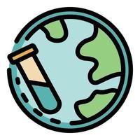 Earth and tube icon color outline vector