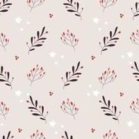 Tender winter pattern with red berries vector