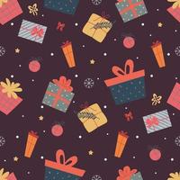 Christmas pattern with colorfull gifts for wrapping paper vector