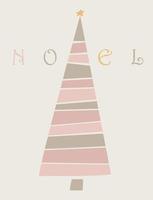 Hygge Merry Christmas card with minimalist Christmas tree, Winter stuff vector