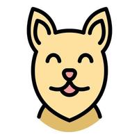 Happy dog face icon color outline vector