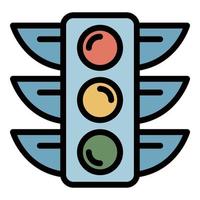 Traffic lights icon color outline vector