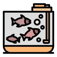 vector de contorno de color de icono de acuario comercial de peces