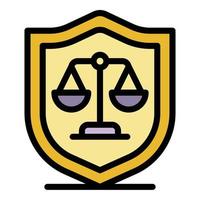 Judge shield balance icon color outline vector