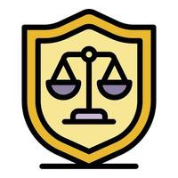 Judge shield balance icon color outline vector