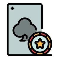 Casino lucky play card icon color outline vector