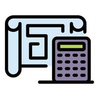 Engineer calculator icon color outline vector