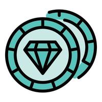 Diamond casino chips icon color outline vector