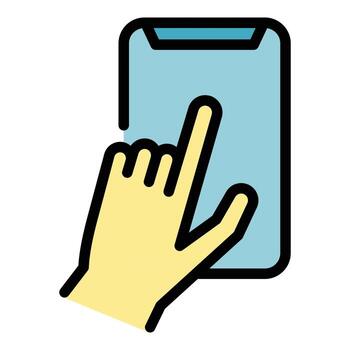 Setting up of smartphone icon color outline vector