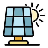 Solar panel icon color outline vector