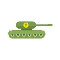comercio guerra china tanque icono plano aislado vector