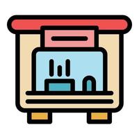 Hot dog cart icon color outline vector