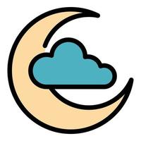 Moon and cloud icon color outline vector