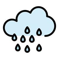 Rain drops cloud icon color outline vector